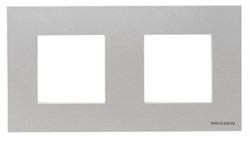 Рамка 2-постовая, серия Zenit, цвет серебристый - фото 117056