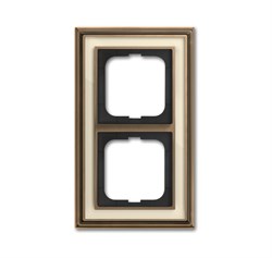Рамка 2-постовая, серия Династия, Латунь античная, белое стекло - фото 117384