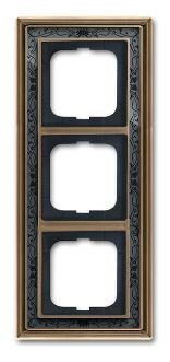 Рамка 3-постовая, серия Династия, Латунь античная, черная роспись - фото 117395