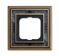 Рамка 1-постовая, серия Династия, Латунь античная, черная роспись - фото 117442