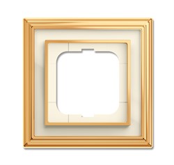 Рамка 1-постовая, серия Династия, Латунь полированная, белое стекло - фото 117445