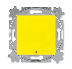 Переключатель одноклавишный с подсветкой ABB Levit контрольная жёлтый / дымчатый чёрный - фото 118318