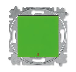 Переключатель одноклавишный с подсветкой ABB Levit контрольная зелёный / дымчатый чёрный - фото 118327