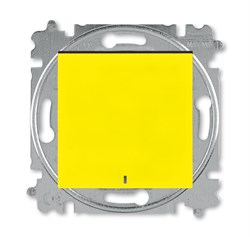 Выключатель кнопочный одноклавишный с подсветкой ABB Levit жёлтый / дымчатый чёрный - фото 118465