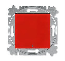 Выключатель кнопочный одноклавишный с подсветкой ABB Levit красный / дымчатый чёрный - фото 118466