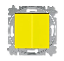 Выключатель двухклавишный ABB Levit жёлтый / дымчатый чёрный - фото 118658