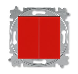 Выключатель двухклавишный ABB Levit красный / дымчатый чёрный - фото 118667