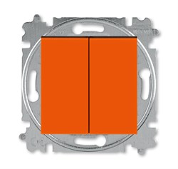 Выключатель двухклавишный ABB Levit оранжевый / дымчатый чёрный - фото 118668
