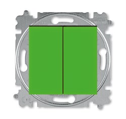 Выключатель двухклавишный ABB Levit зелёный / дымчатый чёрный - фото 118677