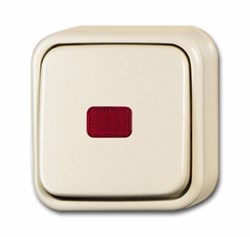 Выключатель 1-клавишный, 2-полюсный, контрольный с красной линзой, лампой, для открытого монтажа, серия Busch-Duro 2000 AP, цвет сло - фото 124733