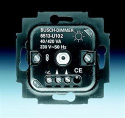 Механизм светорегулятора Busch-Dimmer для ламп накаливания и НВ галогенных ламп с электронным трансформатором, поворотный, 40-420 Вт - фото 131157