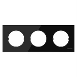 Рамка 3-постовая, серия SKY Moon, цвет стекло чёрное - фото 137855