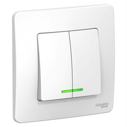 BLANCA С/У 2-клавишный ВЫКЛЮЧАТЕЛЬ (cх.5) с подсветкой, 6А, 250В, БЕЛЫЙ - фото 149050