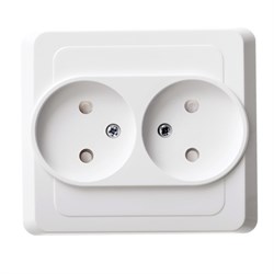 ЭТЮД С/У двойная РОЗЕТКА без заземления со штороками 16А 250B, БЕЛЫЙ, Россия - фото 149856