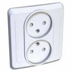 ЭТЮД С/У двойная РОЗЕТКА без заземления со штороками 16А 250B, БЕЛЫЙ, Россия - фото 149857