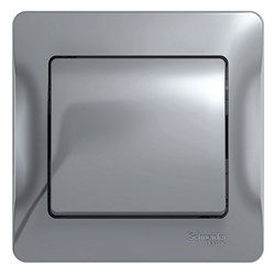 GLOSSA 1-клавишный ВЫКЛЮЧАТЕЛЬ, сх.1, 10АХ, в сборе, АЛЮМИНИЙ - фото 150669
