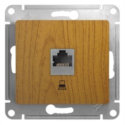 GLOSSA РОЗЕТКА компьютерная RJ45 кат.5E, механизм, ДЕРЕВО ДУБ - фото 151254