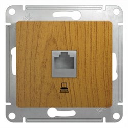 GLOSSA РОЗЕТКА компьютерная RJ45 кат.5E, механизм, ДЕРЕВО ДУБ - фото 151255