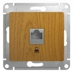 GLOSSA РОЗЕТКА компьютерная RJ45 кат.5E, механизм, ДЕРЕВО ДУБ - фото 151257