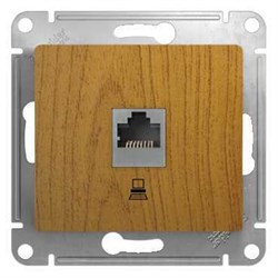 GLOSSA РОЗЕТКА компьютерная RJ45 кат.5E, механизм, ДЕРЕВО ДУБ - фото 151258