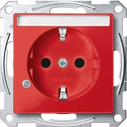 MERTEN МЕХАНИЗМ роз. д/спец.сетей с полем д/надп.индик. РУБИНОВЫЙ, QF SM - фото 154671