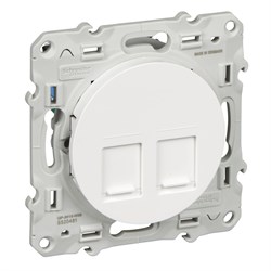 ODACE РОЗЕТКА RJ45 двойная, infraplus, неэкранированный кабель, кат. 5е, БЕЛЫЙ - фото 160265