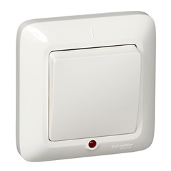 ПРИМА С/У 1-клавишный ВЫКЛЮЧАТЕЛЬ с подсветкой 10А 250B,БЕЛЫЙ,опт.уп.Россия - фото 161021