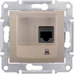 SEDNA РОЗЕТКА КОМПЬЮТЕРНАЯ RJ45, одиночная, кат. 5е, неэкр. UTP, ТИТАН - фото 162409