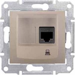 SEDNA РОЗЕТКА КОМПЬЮТЕРНАЯ RJ45, одиночная, кат. 5е, неэкр. UTP, ТИТАН - фото 162410