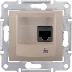 SEDNA РОЗЕТКА КОМПЬЮТЕРНАЯ RJ45, одиночная, кат. 5е, экр. STP, ТИТАН - фото 162495