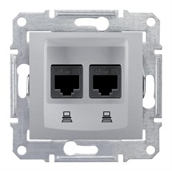 SEDNA РОЗЕТКА КОМПЬЮТЕРНАЯ RJ45, двойная, кат. 5е, экр. STP, АЛЮМИНИЙ - фото 162512