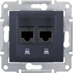 SEDNA РОЗЕТКА КОМПЬЮТЕРНАЯ RJ45, двойная, кат. 6, экр. STP, ГРАФИТ - фото 162606