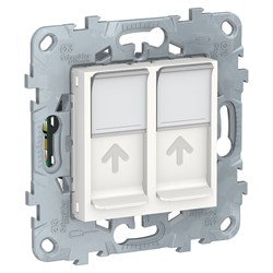 UNICA NEW розетка компьютерная, RJ45, двойная, кат. 5е UTP, белый - фото 165611