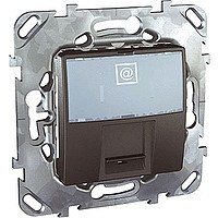 UNICA TOP РОЗЕТКА компьют., RJ45, одиноч., кат. 6, с полем для надп., ГРАФИТ - фото 166519