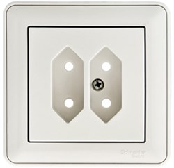 W59 РОЗЕТКА двойная под плоские вилки, 6А, в сборе, БЕЛЫЙ - фото 167816