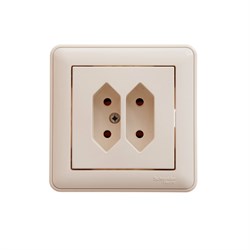 W59 РОЗЕТКА двойная под плоские вилки, 6А, в сборе, СЛОНОВАЯ КОСТЬ - фото 167823