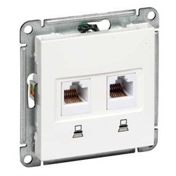W59 РОЗЕТКА двойная компьютерная RJ45 кат.5E, механизм, СЛОНОВАЯ КОСТЬ - фото 167910