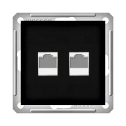 W59 РОЗЕТКА двойная компьютерная RJ45 кат.5E, механизм, ЧЕРНЫЙ БАРХАТ - фото 167923