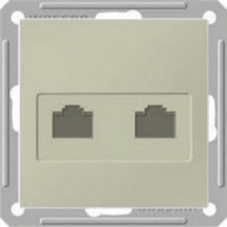 W59 РОЗЕТКА двойная RJ11+RJ45, 160В, 1А, кат.5E, механизм, ШАМПАНЬ - фото 167955