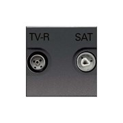 Розетка TV-R-SAT оконечная с накладкой, серия Zenit, цвет антрацит