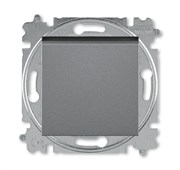 Выключатель кнопочный одноклавишный ABB Levit сталь / дымчатый чёрный