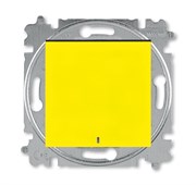 Выключатель кнопочный одноклавишный с подсветкой ABB Levit жёлтый / дымчатый чёрный