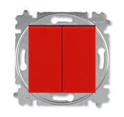 Выключатель двухклавишный ABB Levit красный / дымчатый чёрный