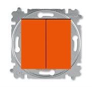 Выключатель двухклавишный ABB Levit оранжевый / дымчатый чёрный