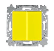 Переключатель двухклавишный ABB Levit жёлтый / дымчатый чёрный
