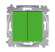 Переключатель двухклавишный ABB Levit зелёный / дымчатый чёрный