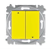 Выключатель жалюзи двухклавишный ABB Levit с фиксацией клавиш жёлтый / дымчатый чёрный