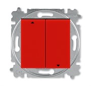Выключатель жалюзи двухклавишный ABB Levit с фиксацией клавиш красный / дымчатый чёрный