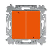 Выключатель жалюзи двухклавишный ABB Levit с фиксацией клавиш оранжевый / дымчатый чёрный