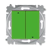 Выключатель жалюзи двухклавишный ABB Levit с фиксацией клавиш зелёный / дымчатый чёрный